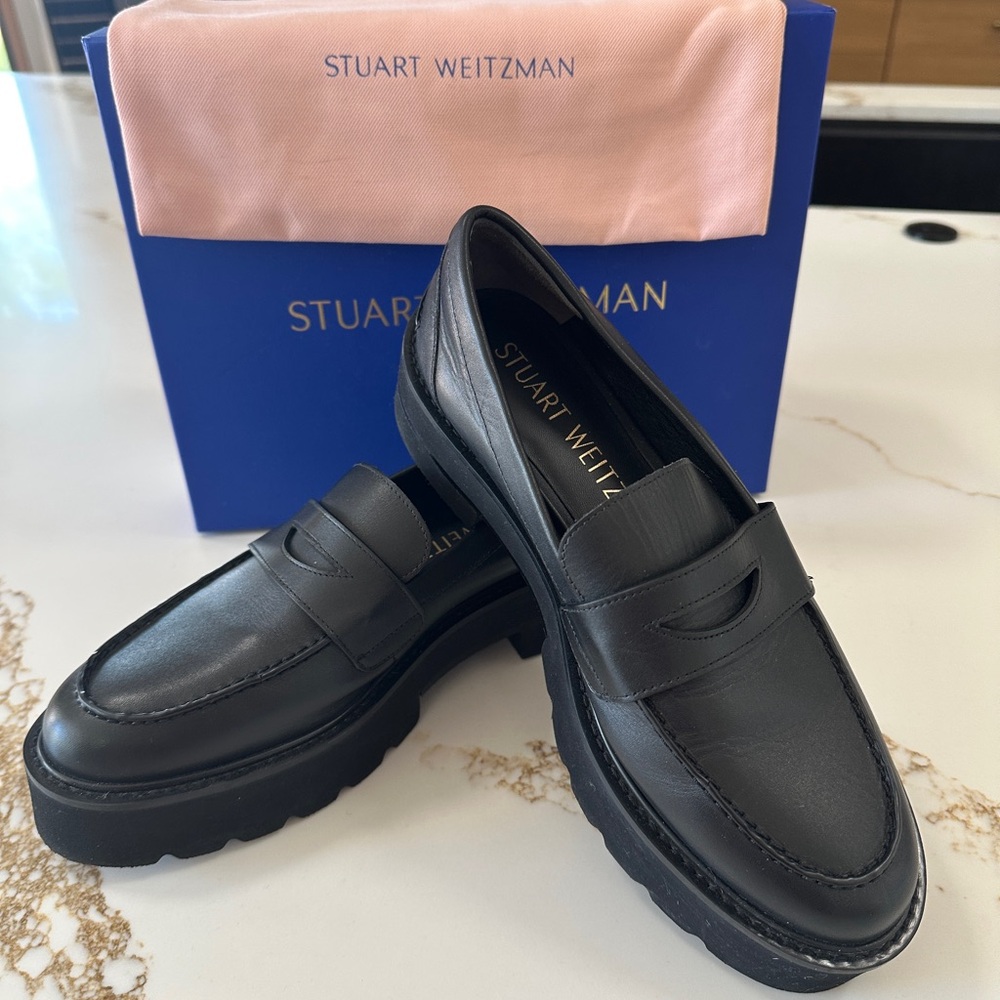 Stuart Weitzman Black Chunky Sole Loafers